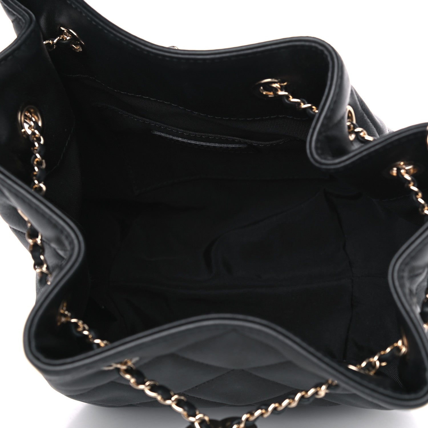 Chanel Lambskin Quilted CC Dweller Drawstring Bucket Bag Black 4 of 4