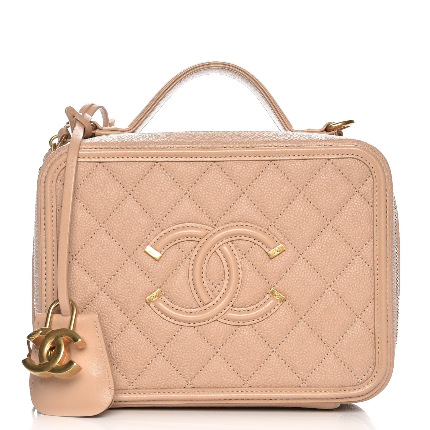 Chanel Caviar Quilted Medium CC Filigree Vanity Case Beige 1 of 7