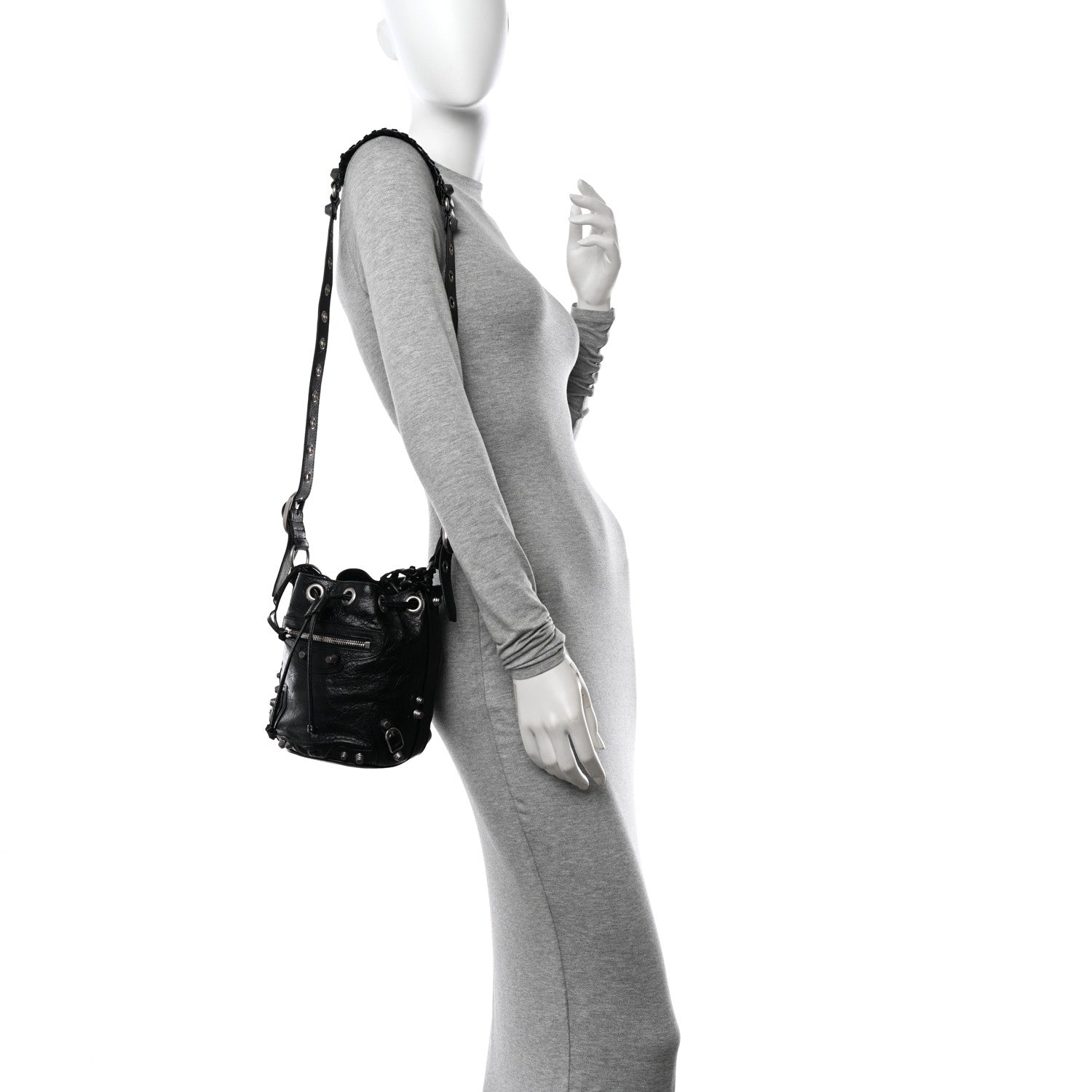 Balenciaga Agneau Arena Le Cagole Bucket Bag XS Black 2 of 11