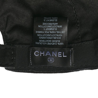 Chanel Suede Goatskin CC Cap Hat Black 7 of 7
