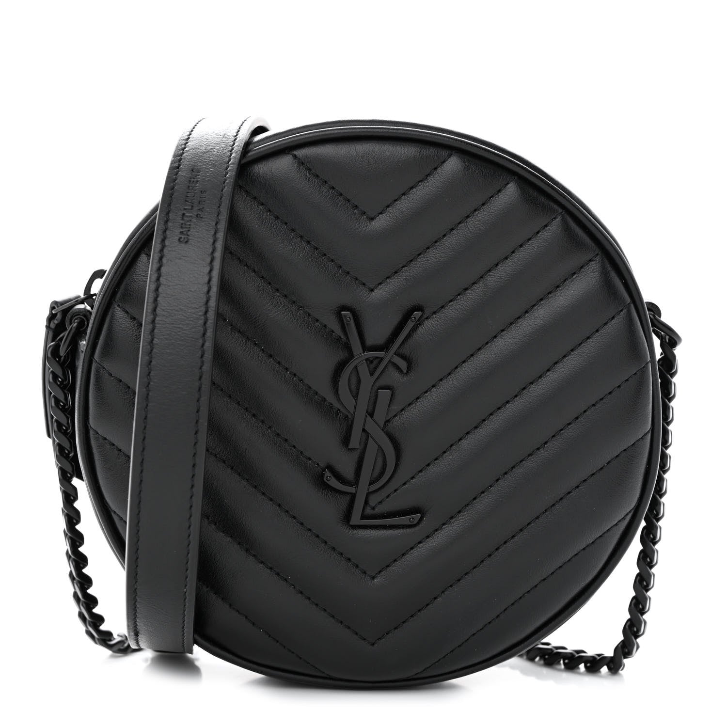 Saint Laurent Calfskin Matelasse Chevron Round Vinyle Camera Bag Black 1 of 11