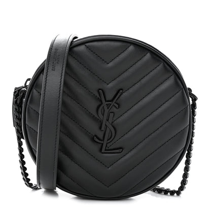 Saint Laurent Calfskin Matelasse Chevron Round Vinyle Camera Bag Black 1 of 11