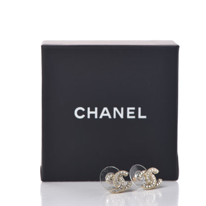 Chanel Crystal Mini CC Earrings Light Gold 5 of 5