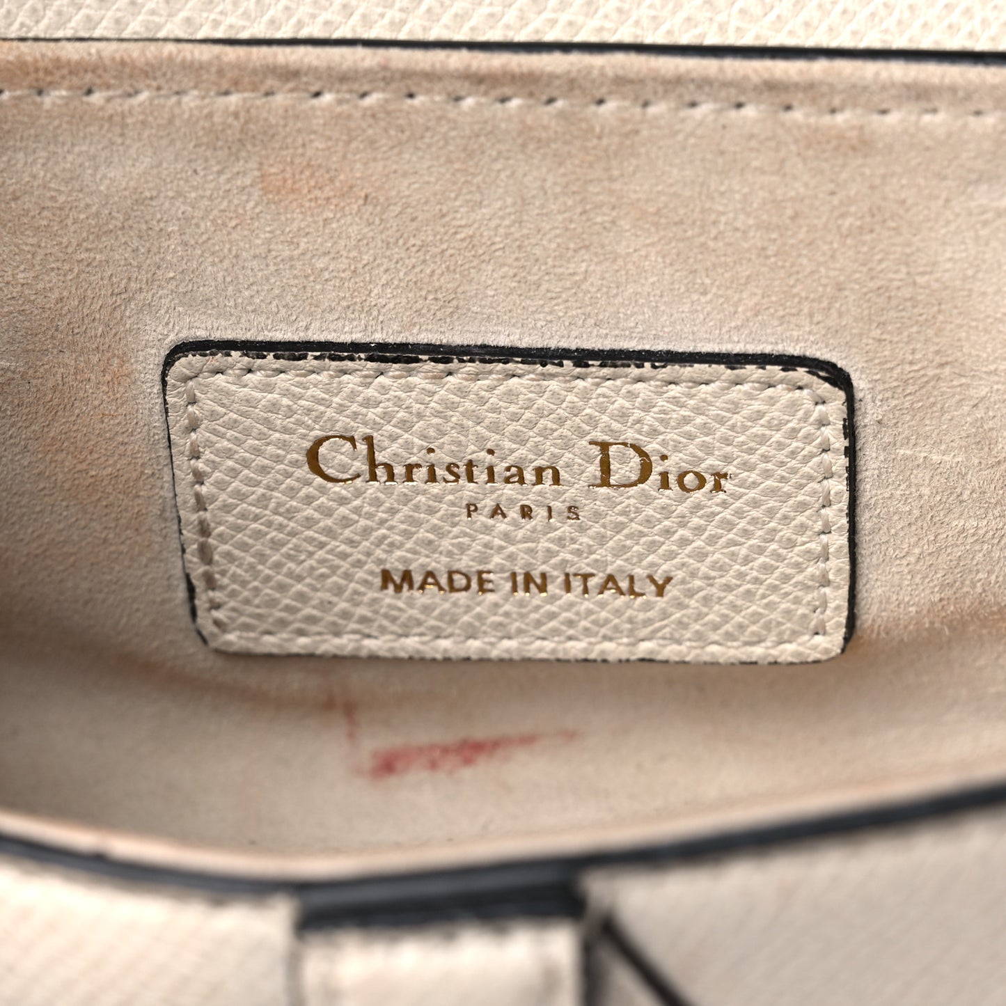 Grained Calfskin Mini Saddle Bag White