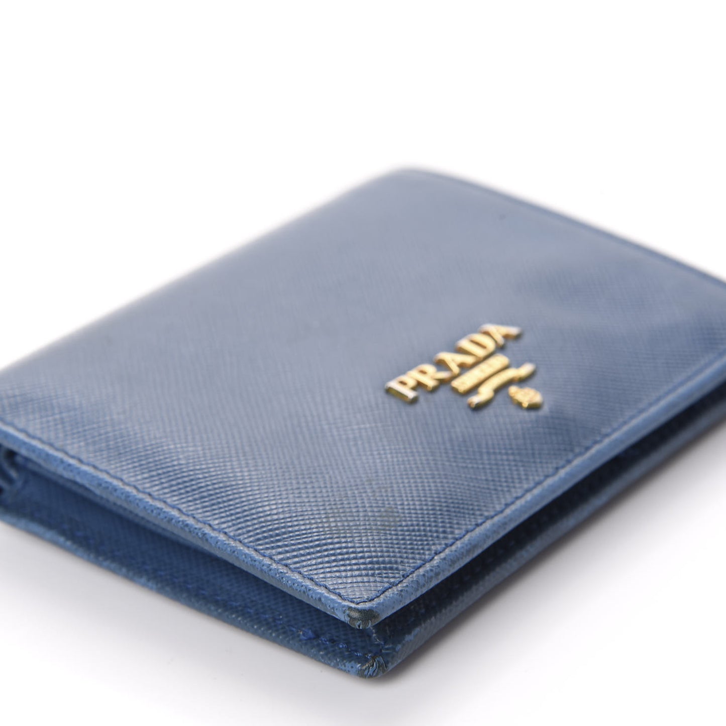 Saffiano Metal Compact Snap Bi-Fold Wallet Cobalto