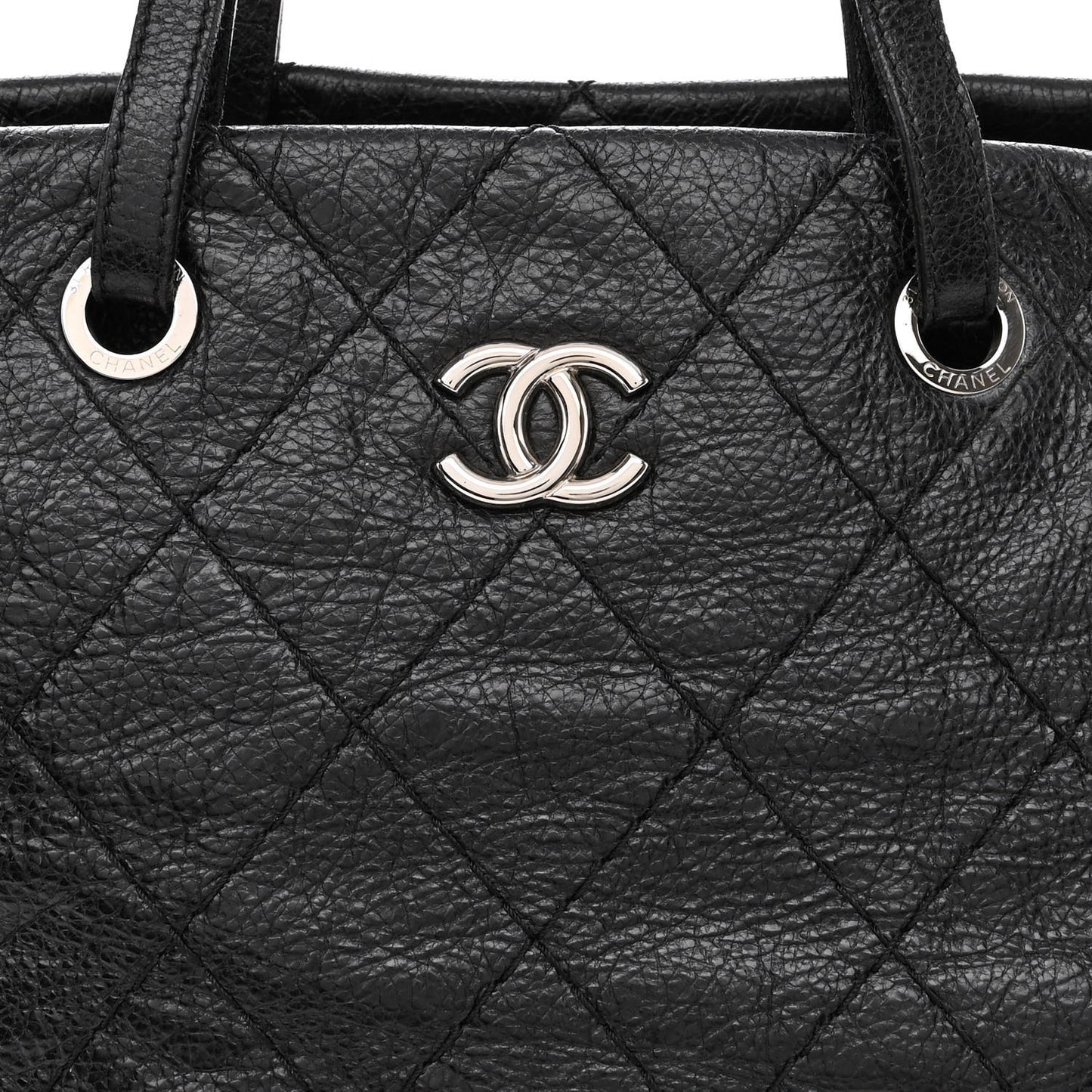 Glazed Calfskin Large On The Road Tote Black