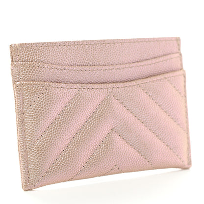 Chanel Iridescent Caviar Chevron Quilted Card Holder Beige 3 of 9