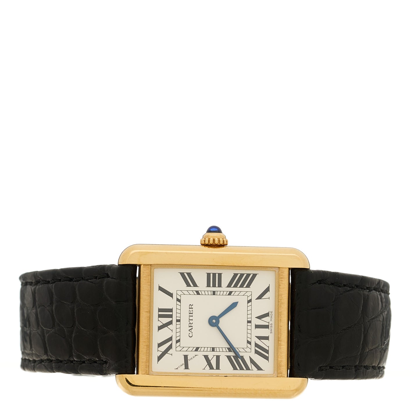 Stainless Steel 18K Yellow Gold Alligator 24mm Tank Solo Quartz Watch
