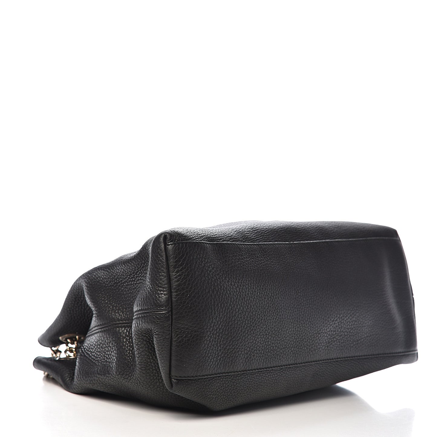 Pebbled Calfskin Medium Soho Chain Shoulder Bag Black
