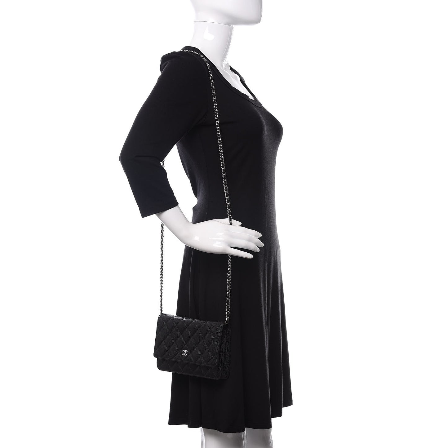 Caviar Quilted Wallet On Chain WOC Black