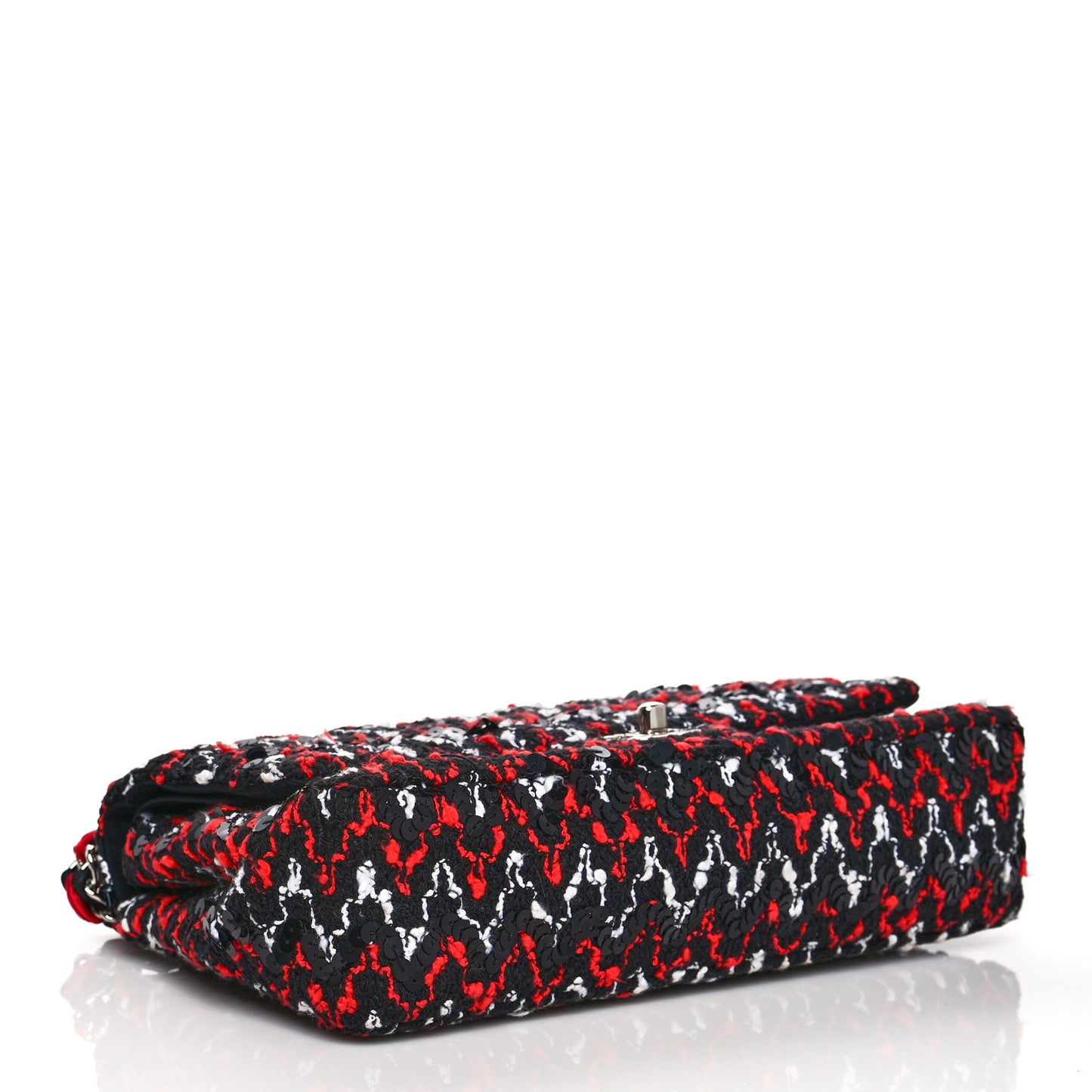 Tweed Sequin Medium Double Flap Black Red White