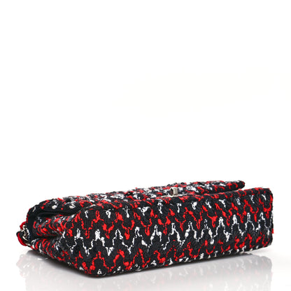 Chanel Tweed Sequin Medium Double Flap Black Red White 3 of 9