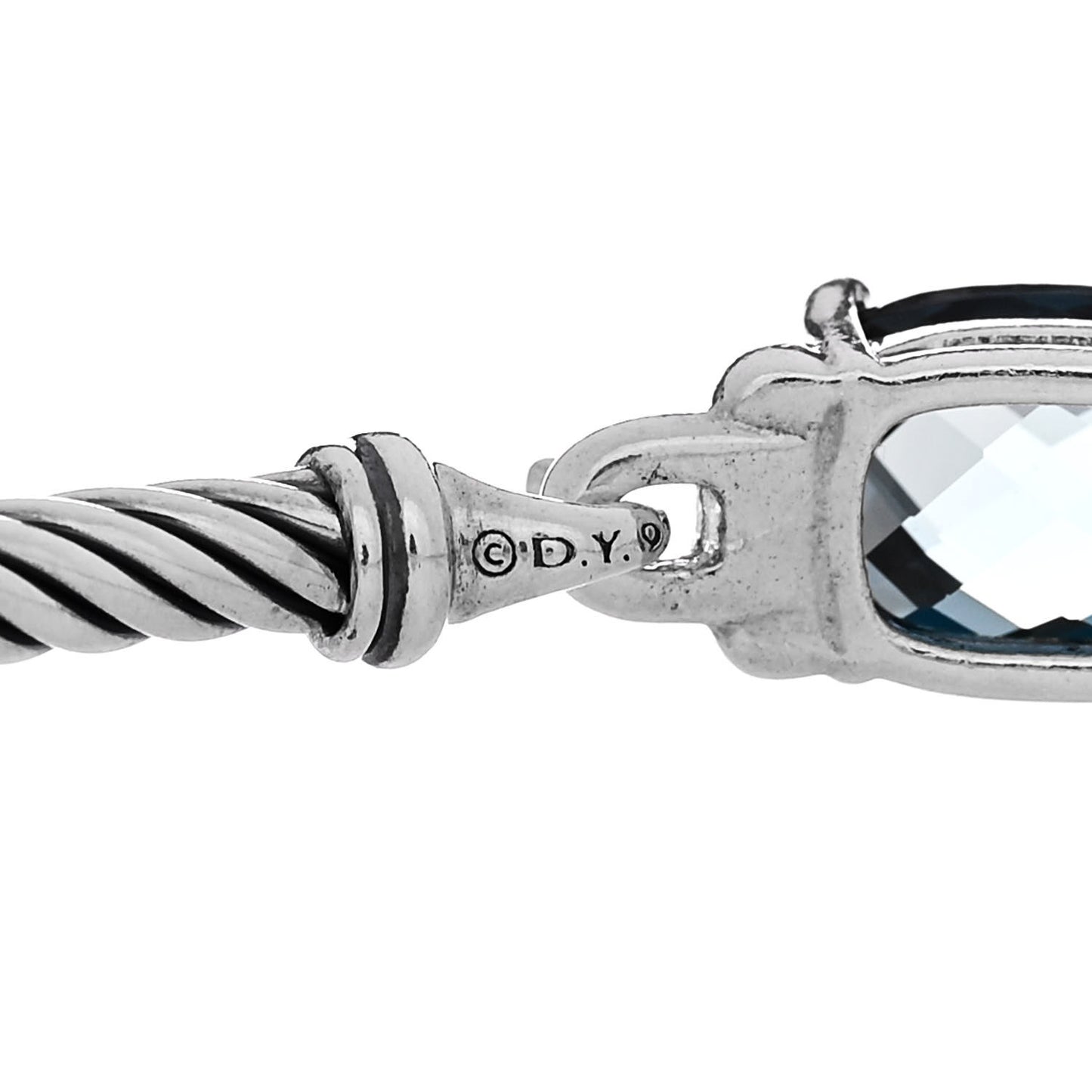 Sterling Silver Diamond Hampton Blue Topaz 3mm Petite Wheaton Bracelet