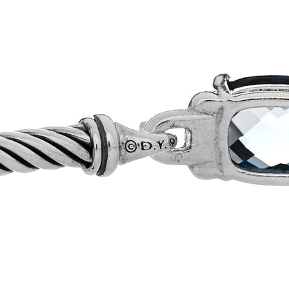 David Yurman Sterling Silver Diamond Hampton Blue Topaz 3mm Petite Wheaton Bracelet 3 of 3