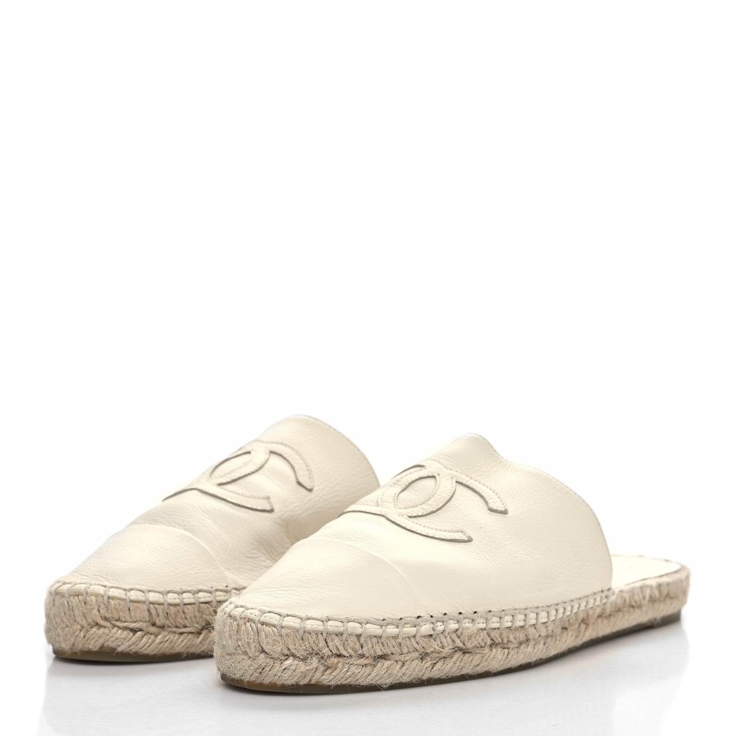 Chanel Goatskin CC Espadrille Mules 40 Ivory 3 of 9