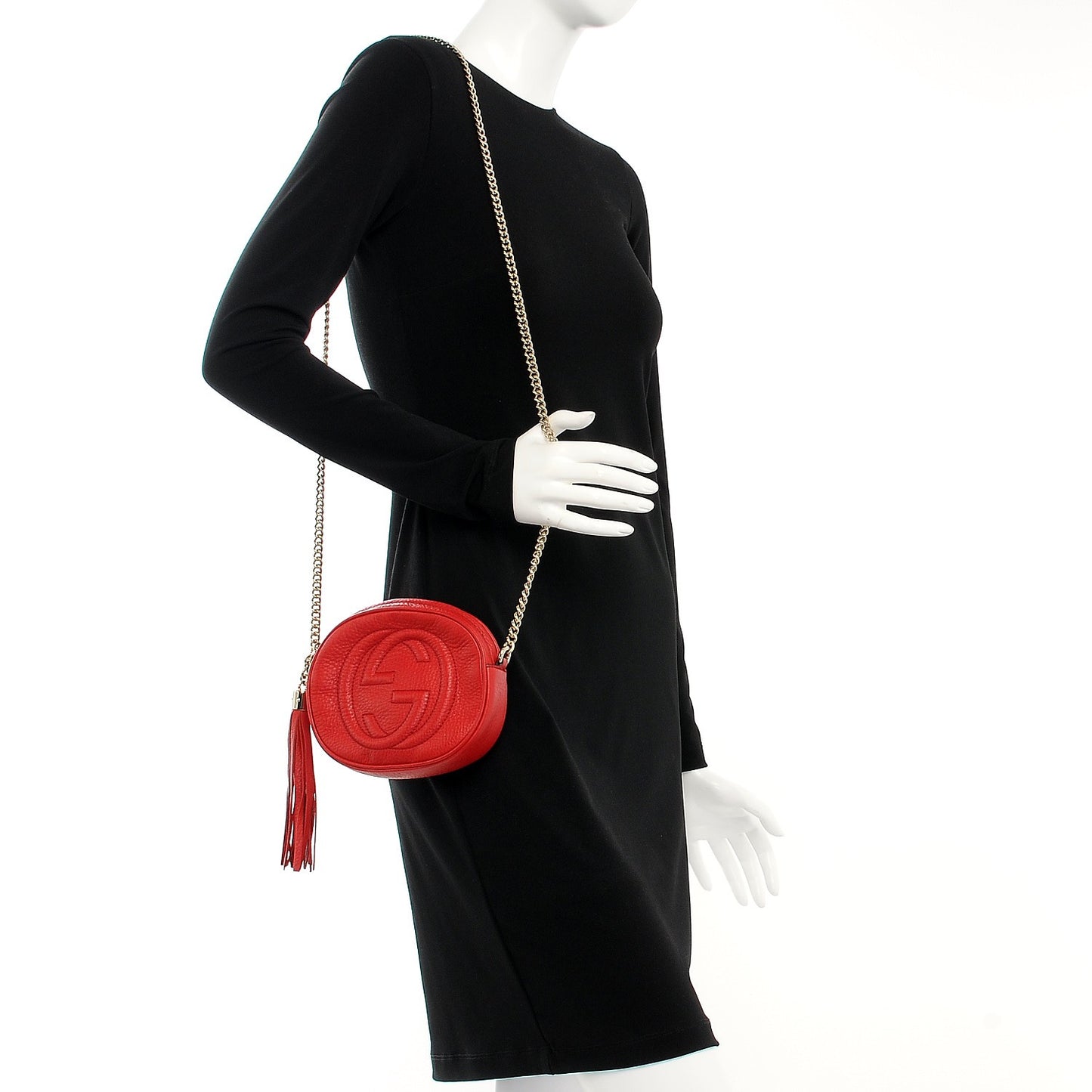 Pebbled Calfskin Mini Soho Chain Bag Tabasco Red