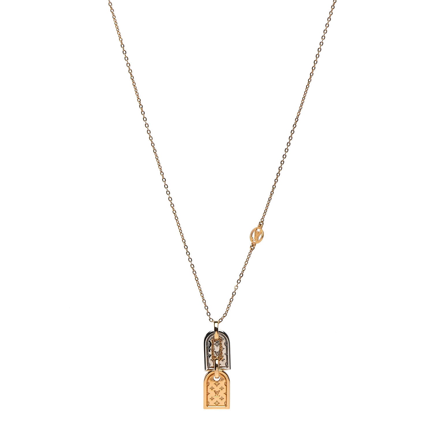 Louis Vuitton Nanogram Name Tag Necklace Gold 1 of 7