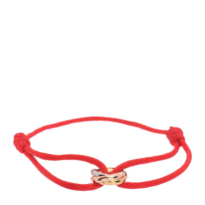 Cartier 18K Pink Yellow White Gold Trinity Cord Bracelet Red 1 of 4