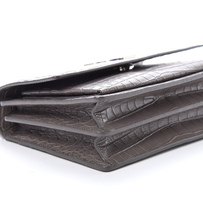 Saint Laurent Calfskin Crocodile Embossed Medium Monogram Sunset Fog 5 of 8