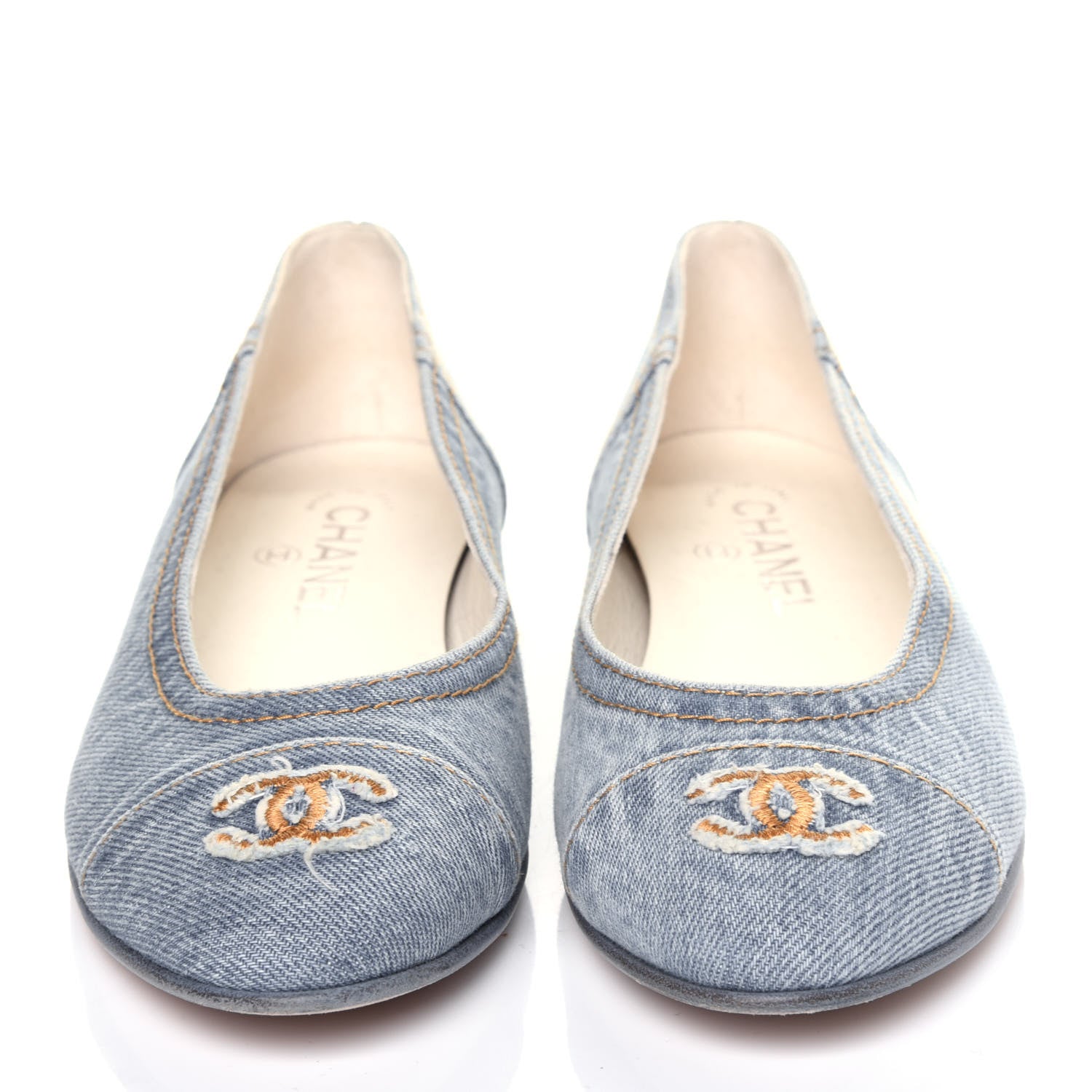 Chanel Denim CC Cap Toe Ballerina Flats 38.5 Light Blue 2 of 12