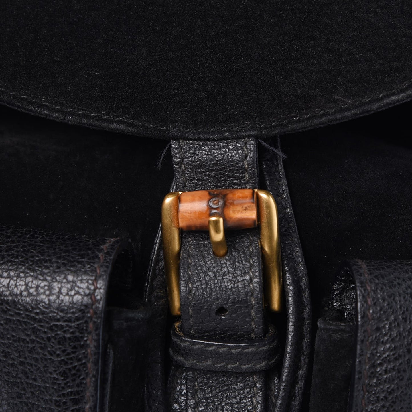 Suede Bamboo Backpack Black