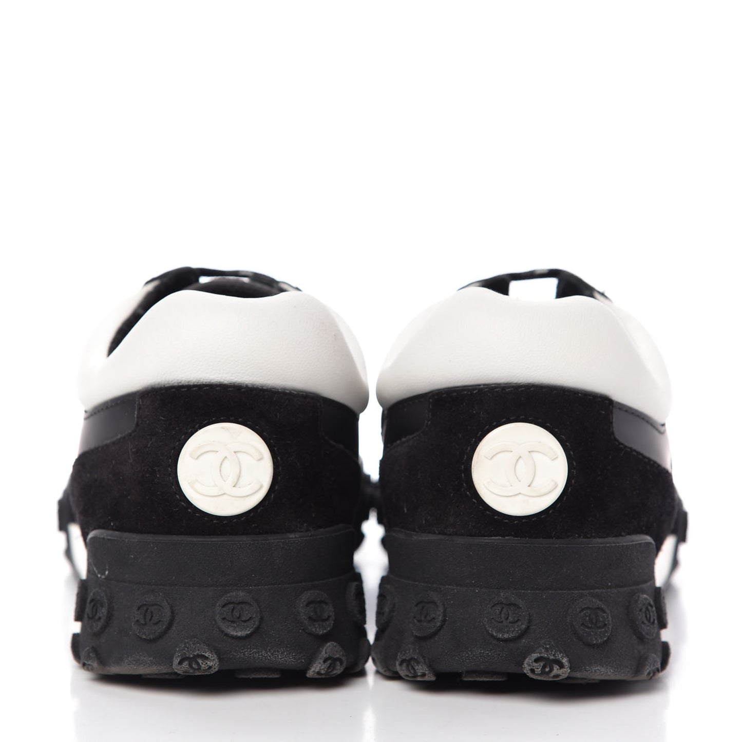 Nylon Calfskin Womens CC Sneakers 41 Black White
