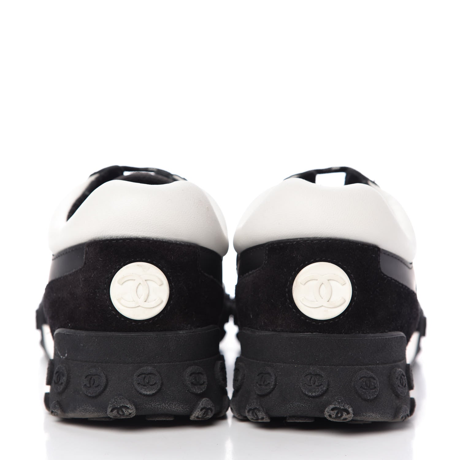 Chanel Nylon Calfskin Womens CC Sneakers 41 Black White 6 of 10