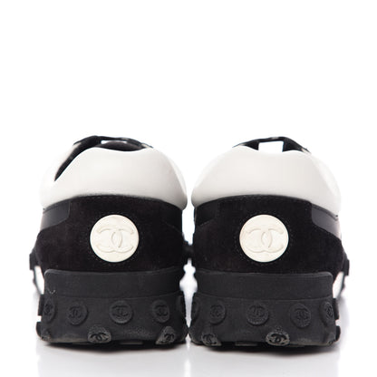 Chanel Nylon Calfskin Womens CC Sneakers 41 Black White 6 of 10