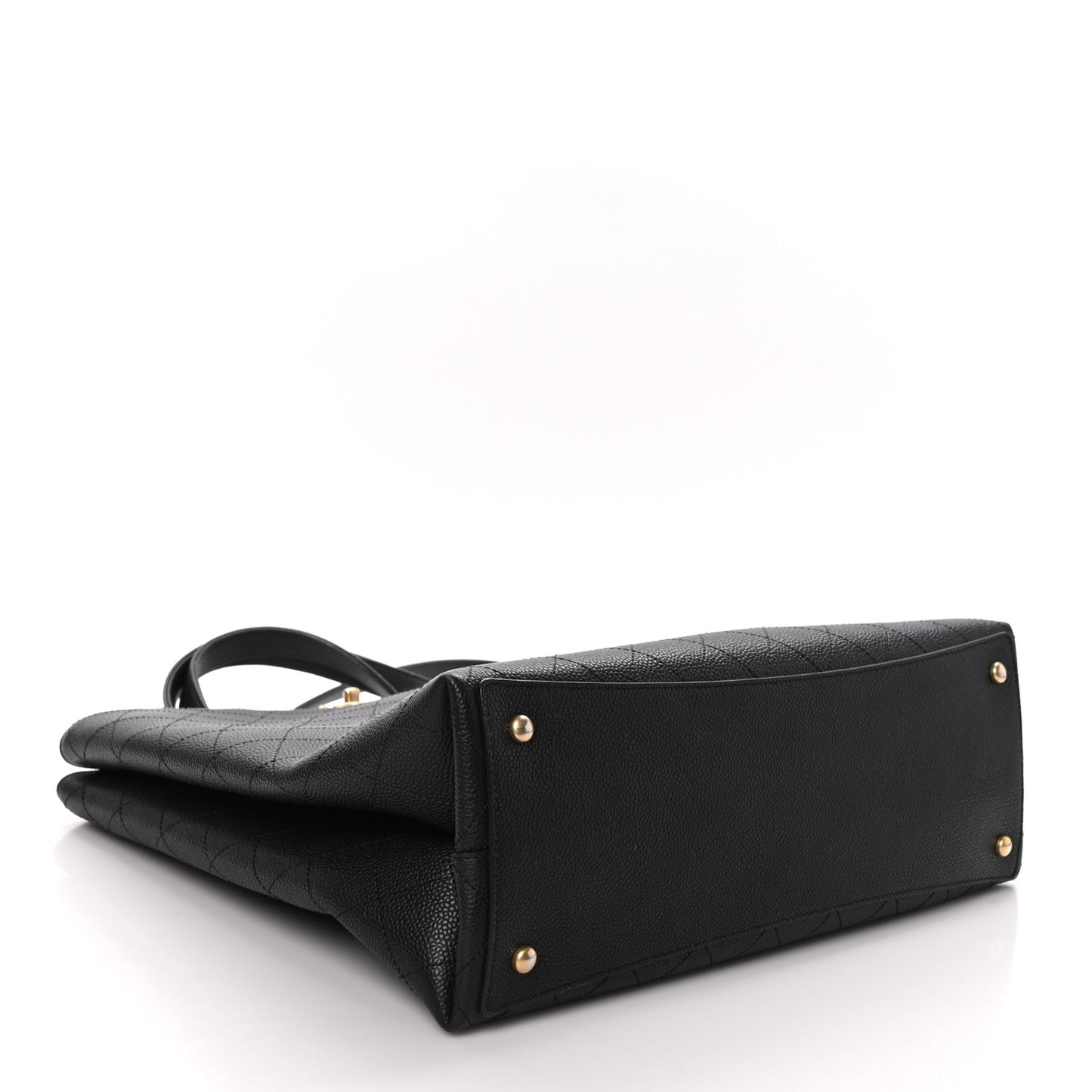 Caviar Stitched Large Shopping Tote Bag Black