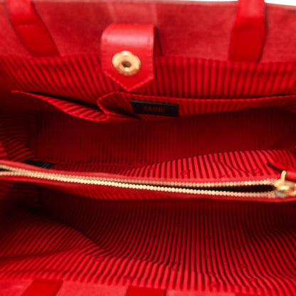 Fendi Vitello Elite Flamingo Regular 2Jours Tote Rosso Fiamma 5 of 13