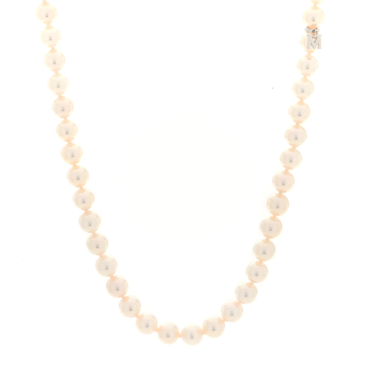 18K White Gold Akoya Cultured Pearl 7-7.5mm Strand Necklace 18"