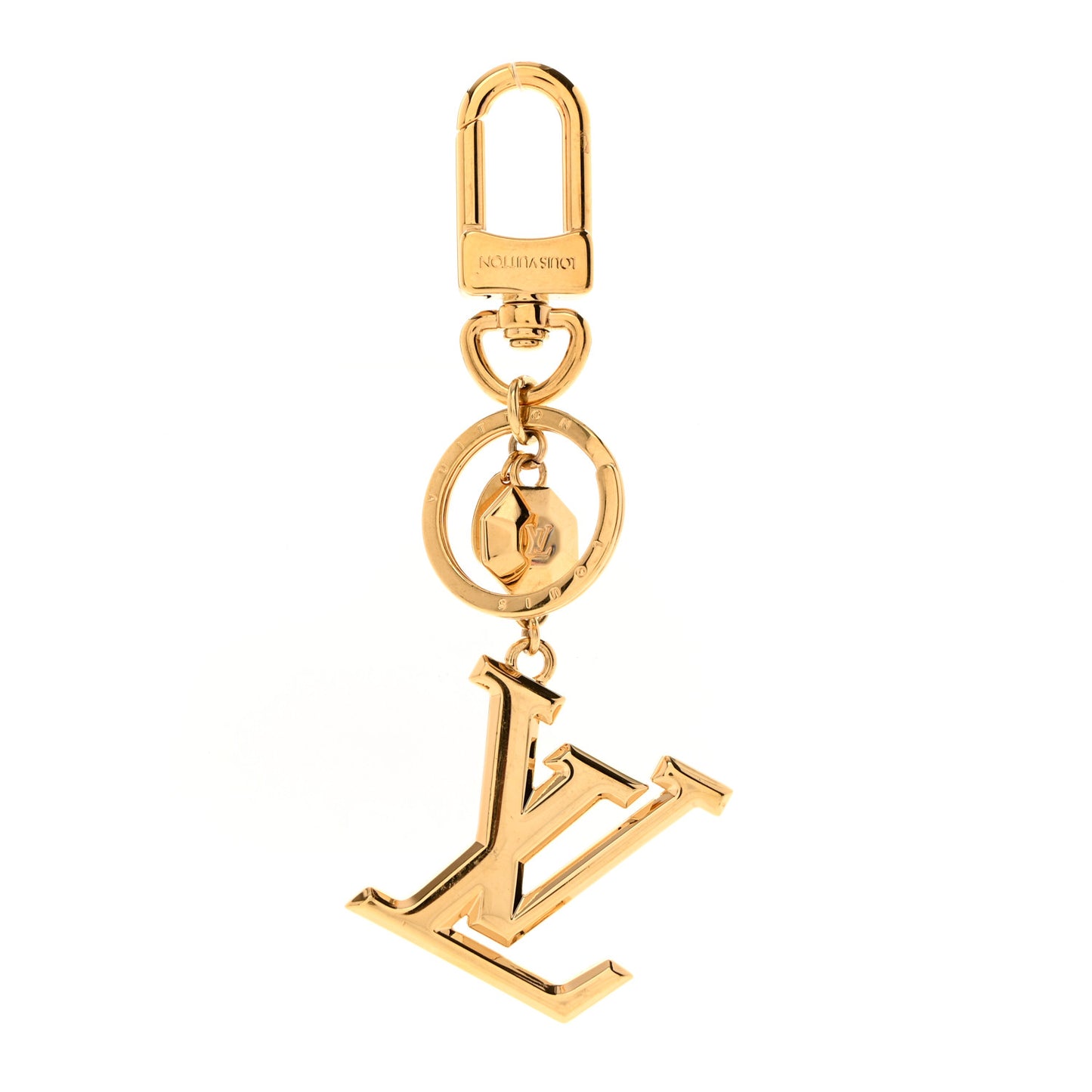 LOUIS VUITTON LV Facettes Bag Charm Key Holder Gold