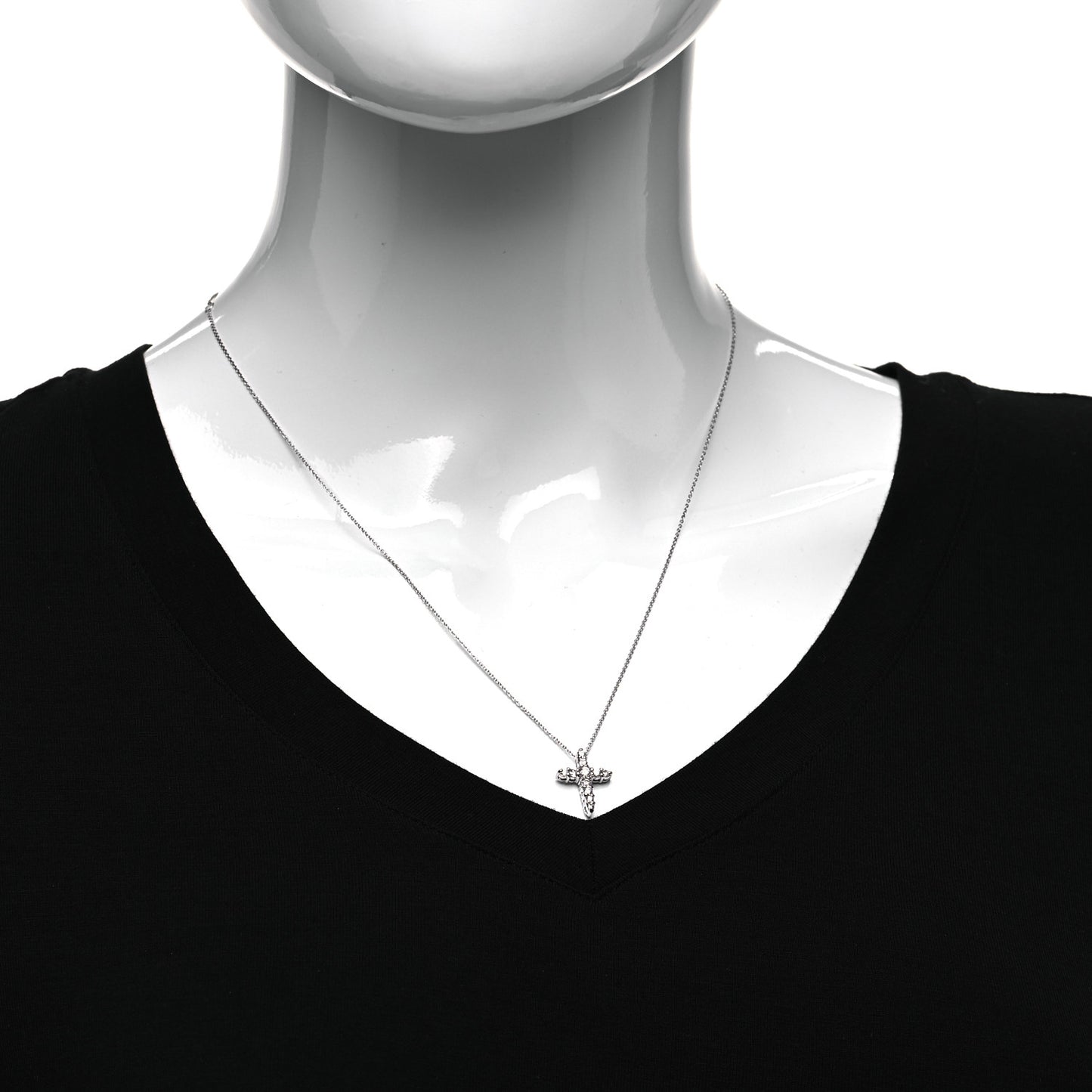 18K White Gold Diamond .39ctw Cross Pendant Necklace