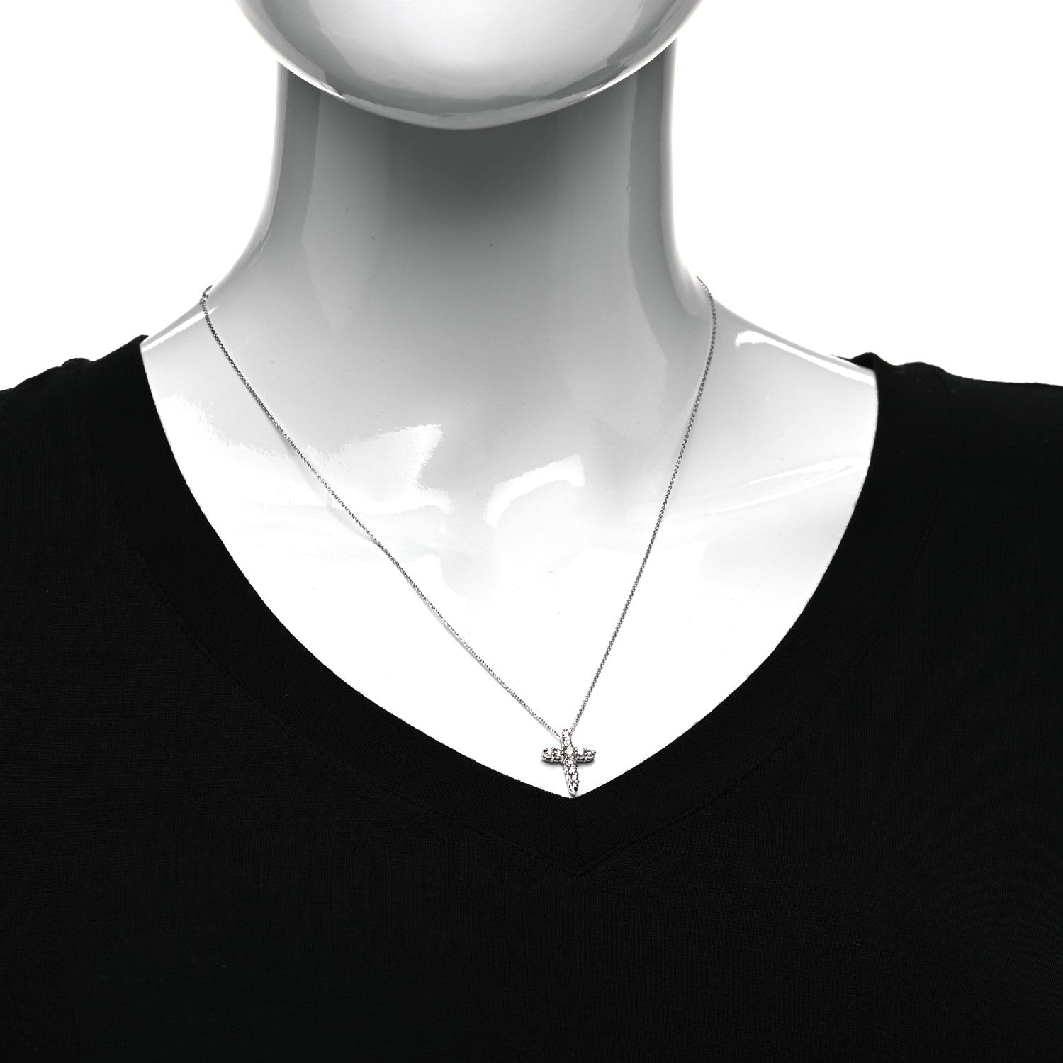Roberto Coin 18K White Gold Diamond .39ctw Cross Pendant Necklace 2 of 6