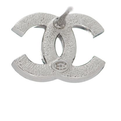 Chanel Crystal CC Earrings Silver Black 4 of 6