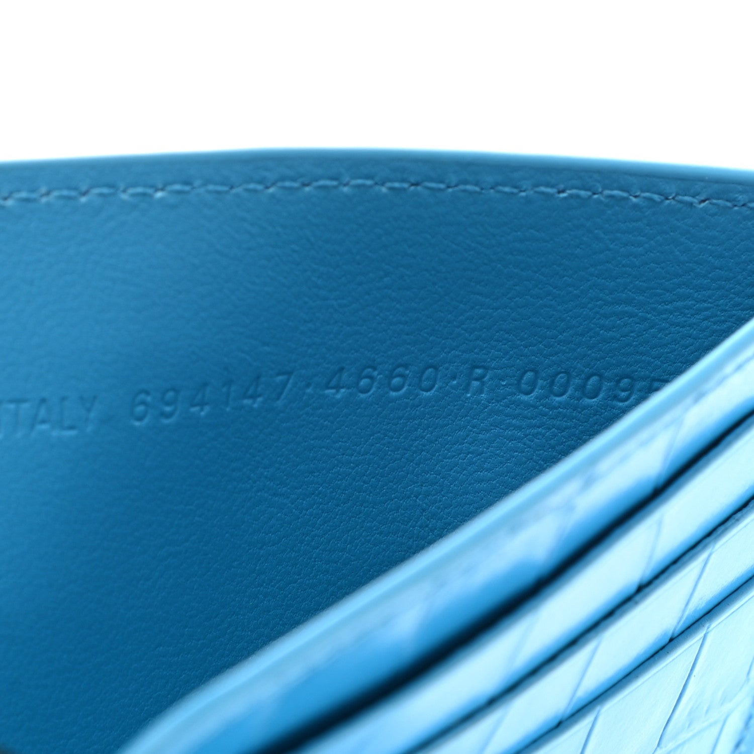 Balenciaga Calfskin Logo Crocodile Embossed Cash Rounded Card Holder Cyan Black 8 of 8