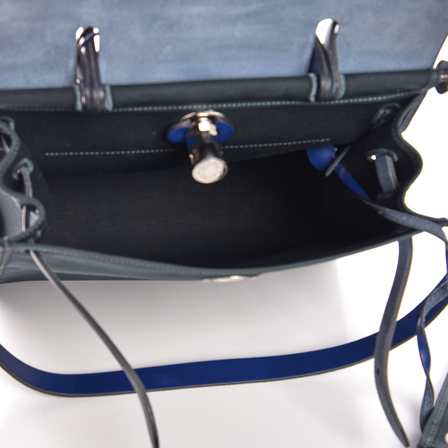 Hermes Vache Hunter Toile Herbag Zip 31 PM Vert Cypress Bleu Saphir 6 of 11