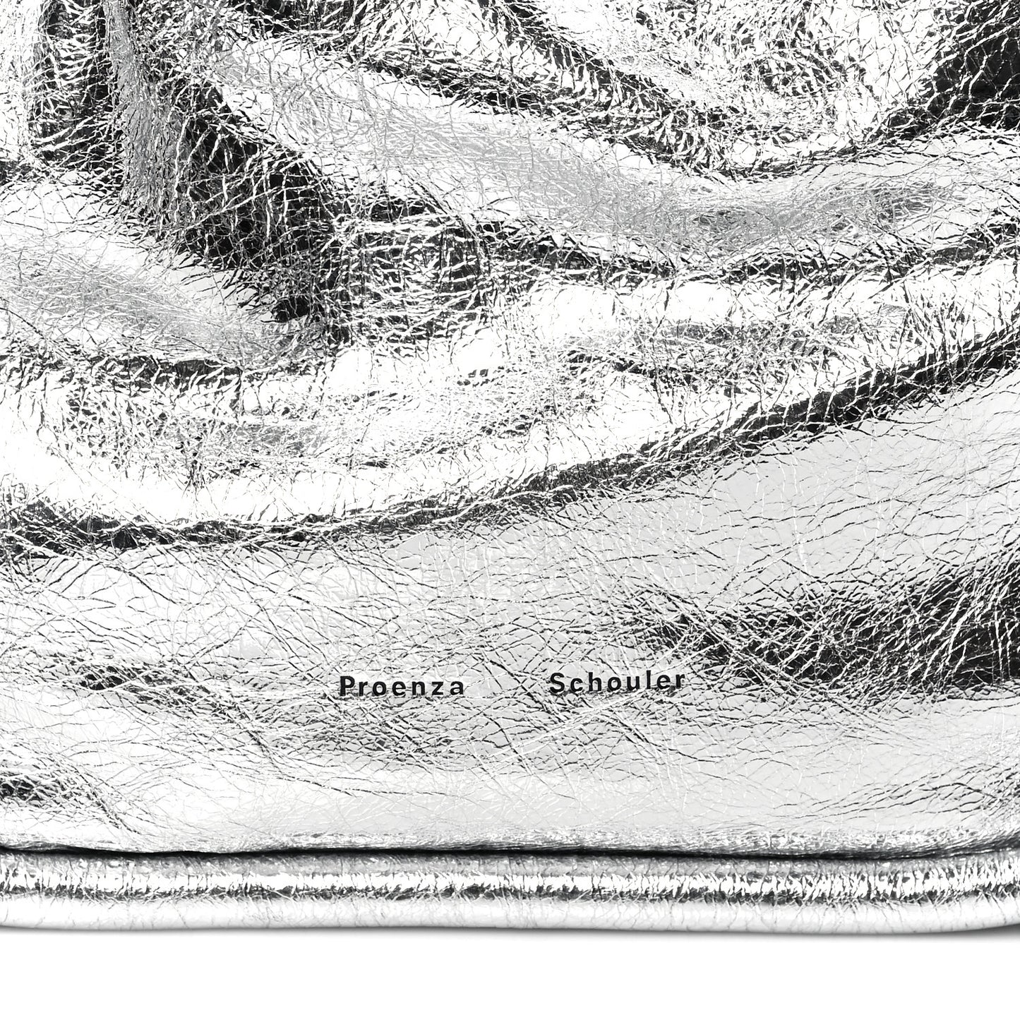 Metallic Calfskin Large Ruched Tote Silver
