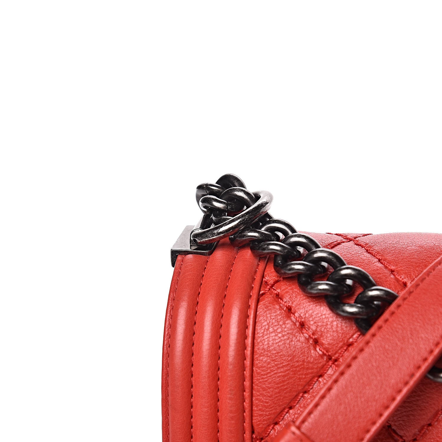 Chanel Calfskin Double Stitch Medium Boy Flap Red 13 of 14