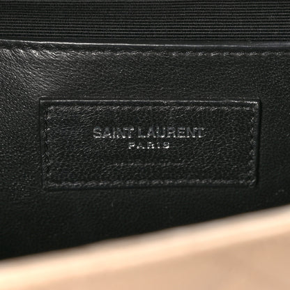 Saint Laurent Grain De Poudre Textured Mixed Matelasse Medium Triquilt Monogram Satchel Dark Beige 6 of 10