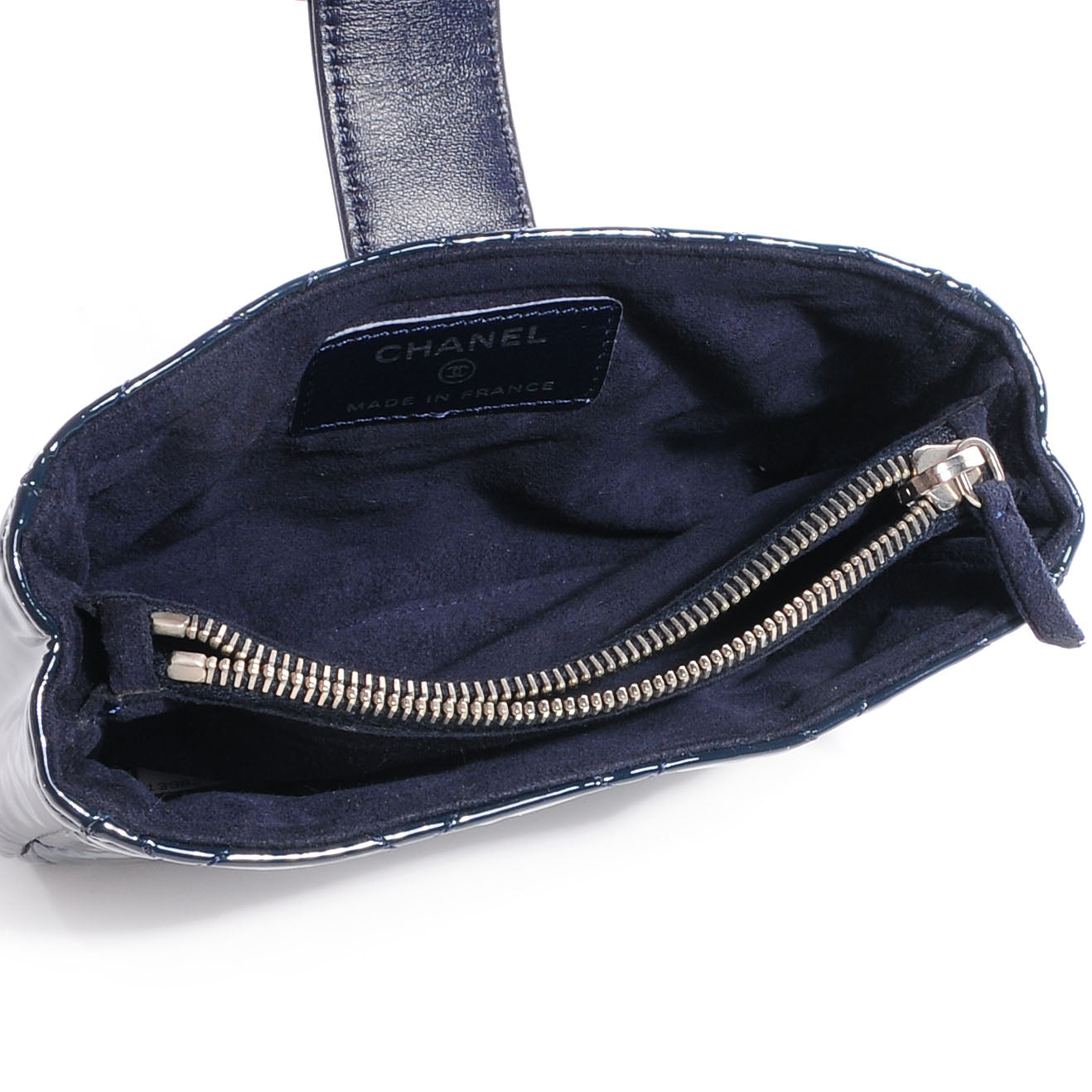 Chanel Patent Quilted Mini Phone Holder Clutch Dark Blue 5 of 8