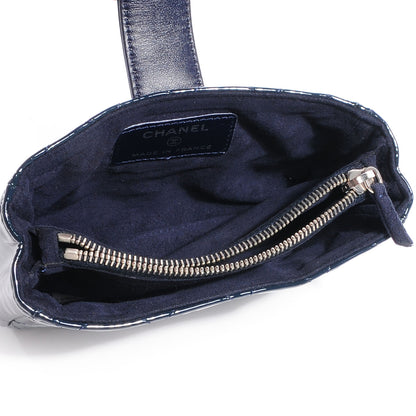Chanel Patent Quilted Mini Phone Holder Clutch Dark Blue 5 of 8