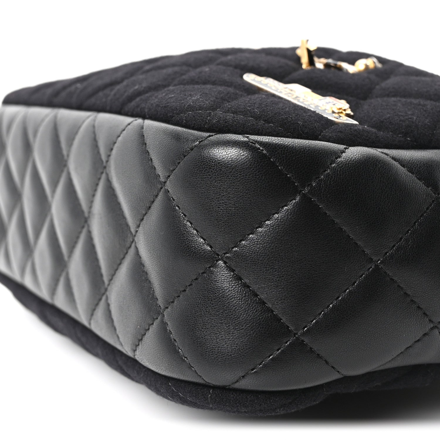 Chanel Felt Quilted Paris-Hamburg Charms Camera Case Black 10 of 10