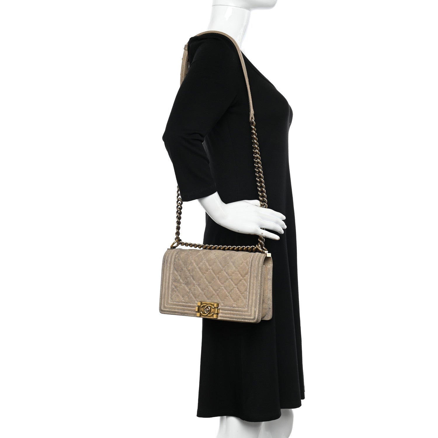 Chanel Iridescent Calfskin Quilted Medium Boy Flap Beige 2 of 14
