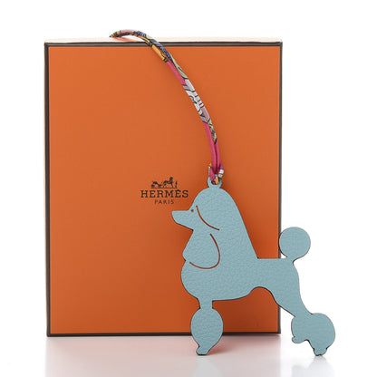 Hermes Togo Epsom Petit H Royal Poodle Bag Charm Bleu Atoll 5 of 5