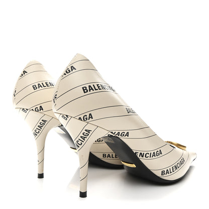 Gucci X BALENCIAGA Nappa Charlotte Allover Logo GG Pumps 38.5 Mystic White Black 5 of 9
