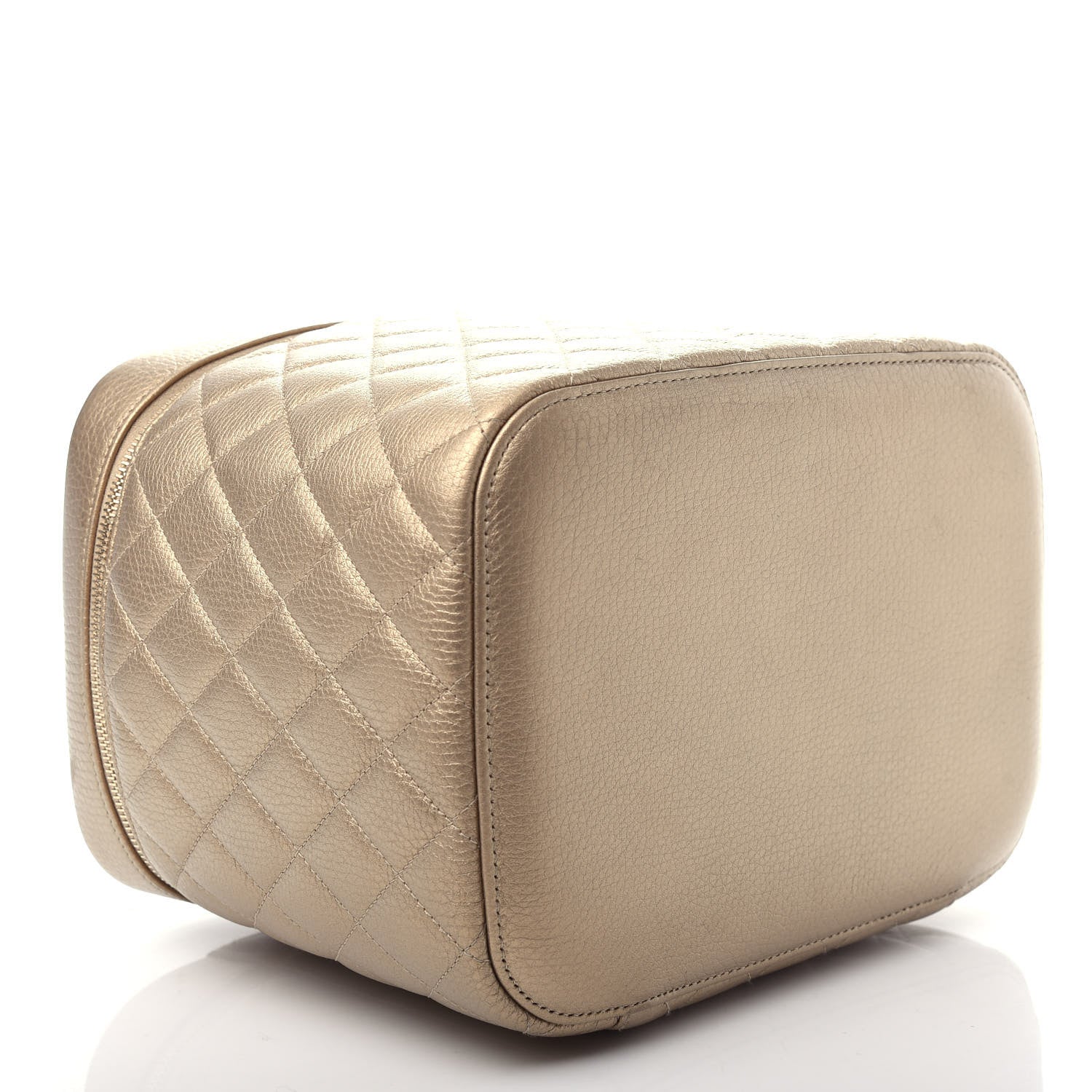 Chanel Metallic Calfskin Quilted Large Vanity Pouch Gold 4 of 8