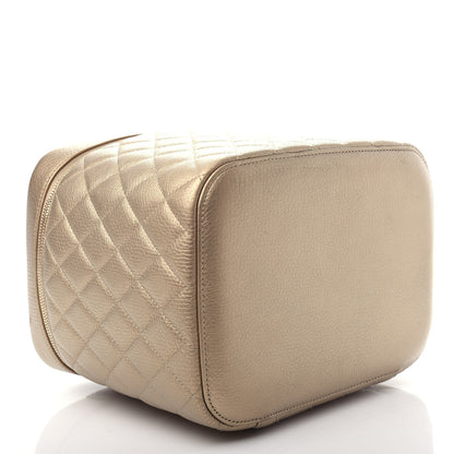 Chanel Metallic Calfskin Quilted Large Vanity Pouch Gold 4 of 8