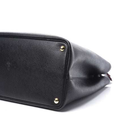 Prada Saffiano Cuir Large Double Bag Black Fuoco 6 of 10