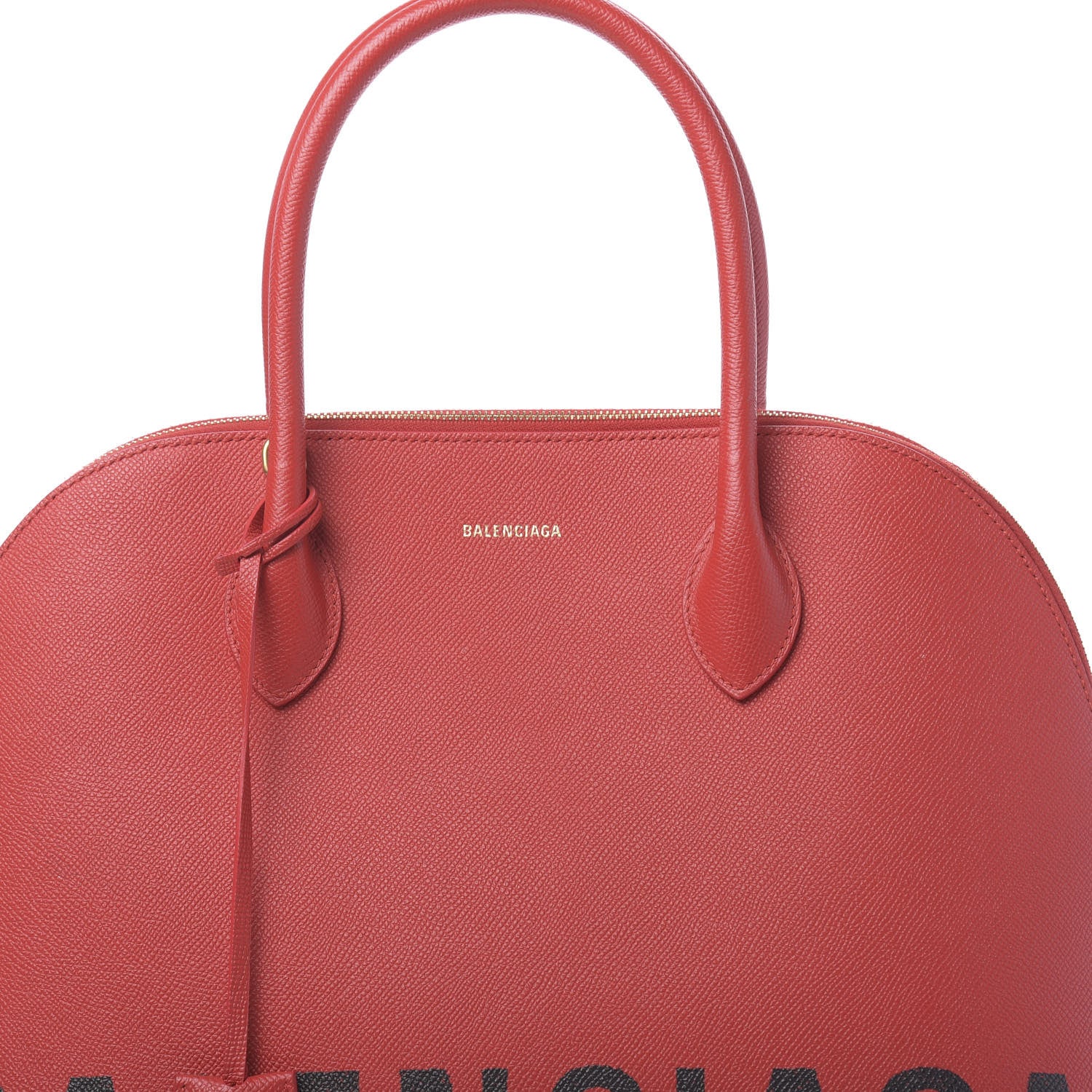 Balenciaga Signature Grained Calfskin Logo M Ville Top Handle Bag Rouge Coquelicot Black 10 of 19